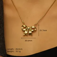 Retro Classic Style Heart Shape Bow Knot 304 Stainless Steel Plating Zircon 18K Gold Plated Unisex Pendant Necklace sku image 2