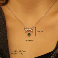 Retro Classic Style Heart Shape Bow Knot 304 Stainless Steel Plating Zircon 18K Gold Plated Unisex Pendant Necklace sku image 1