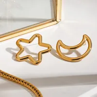 Casual Basic Commute Star Moon 316 Stainless Steel  Ear Studs main image 3