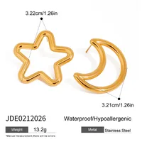 Casual Basic Commute Star Moon 316 Stainless Steel  Ear Studs sku image 1