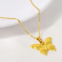 Retro Simple Style Butterfly 304 Stainless Steel Plating 18K Gold Plated Unisex Pendant Necklace main image 1