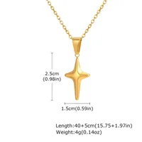 Wholesale Jewelry Vintage Style Classic Style Star Flower 201 Stainless Steel 18K Gold Plated Pendant Necklace Cable Chain sku image 4