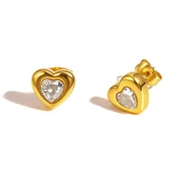 1 Pair Simple Style Heart Shape 201 Stainless Steel Ear Studs main image 5