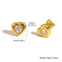 1 Pair Simple Style Heart Shape 201 Stainless Steel Ear Studs sku image 1