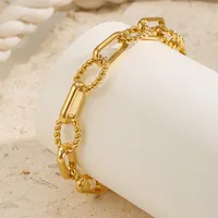 Vintage Style Classic Style Geometric 201 Stainless Steel 18K Gold Plated Paperclip Chain Bracelets In Bulk main image 5