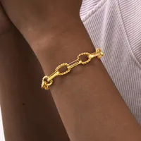 Vintage Style Classic Style Geometric 201 Stainless Steel 18K Gold Plated Paperclip Chain Bracelets In Bulk main image 1