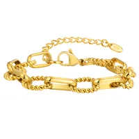 Vintage Style Classic Style Geometric 201 Stainless Steel 18K Gold Plated Paperclip Chain Bracelets In Bulk main image 10
