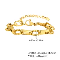 Vintage Style Classic Style Geometric 201 Stainless Steel 18K Gold Plated Paperclip Chain Bracelets In Bulk main image 2