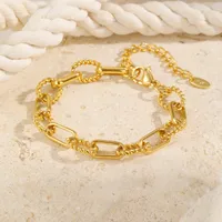 Vintage Style Classic Style Geometric 201 Stainless Steel 18K Gold Plated Paperclip Chain Bracelets In Bulk main image 7