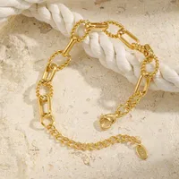Vintage Style Classic Style Geometric 201 Stainless Steel 18K Gold Plated Paperclip Chain Bracelets In Bulk main image 8