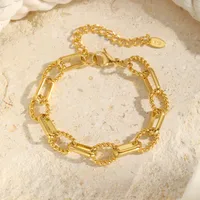 Vintage Style Classic Style Geometric 201 Stainless Steel 18K Gold Plated Paperclip Chain Bracelets In Bulk main image 6