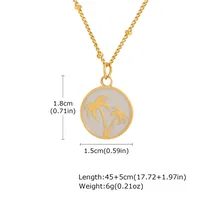 Wholesale Jewelry Vintage Style Palm Tree 201 Stainless Steel 18K Gold Plated Pendant Necklace Cable Chain main image 2