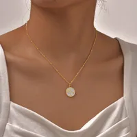 Wholesale Jewelry Vintage Style Palm Tree 201 Stainless Steel 18K Gold Plated Pendant Necklace Cable Chain main image 1