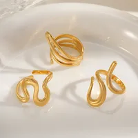 Casual Simple Style Irregular Geometric 304 Stainless Steel 18K Gold Plated Women's Open Rings main image 1