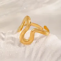 Casual Simple Style Irregular Geometric 304 Stainless Steel 18K Gold Plated Women's Open Rings main image 3