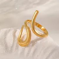 Casual Simple Style Irregular Geometric 304 Stainless Steel 18K Gold Plated Women's Open Rings main image 4