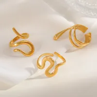 Casual Simple Style Irregular Geometric 304 Stainless Steel 18K Gold Plated Women's Open Rings main image 2