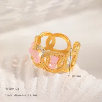 Cute Romantic Shiny Sun Leaves Heart Shape 304 Stainless Steel Inlay Zircon 18K Gold Plated Women's Open Rings sku image 3