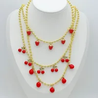 Retro Classic Style Cherry Apple Strawberry Copper Women's Multi Charms Necklace main image 1
