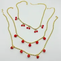 Retro Classic Style Cherry Apple Strawberry Copper Women's Multi Charms Necklace main image 3