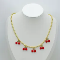 Retro Classic Style Cherry Apple Strawberry Copper Women's Multi Charms Necklace main image 5