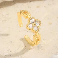 Wholesale Jewelry Classic Style Artistic Copper Zircon Plating Open Rings main image 7
