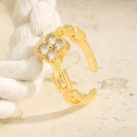 Wholesale Jewelry Classic Style Artistic Copper Zircon Plating Open Rings main image 9