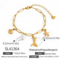 Elegant Classic Style Starfish Pearl Fish 304 Stainless Steel Women's Multi Charms Bracelet main image 5