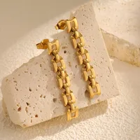 Vintage Style Classic Style Geometric Plating 304 Stainless Steel 18K Gold Plated Butterfly Backs Drop Earrings main image 6