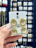 1 Pair/Package IG Style Casual Modern Style Irregular Square Heart Shape Polishing Inlay Copper Zircon 18K Gold Plated Ear Studs main image 3