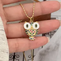 Simple Style Classic Style Animal Owl Copper Plating Inlay Zircon 18K Gold Plated Women's Pendant Necklace main image 6