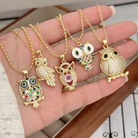 Simple Style Classic Style Animal Owl Copper Plating Inlay Zircon 18K Gold Plated Women's Pendant Necklace main image 1