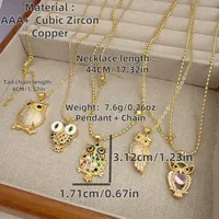 Simple Style Classic Style Animal Owl Copper Plating Inlay Zircon 18K Gold Plated Women's Pendant Necklace main image 2