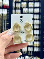 1 Pair/Package IG Style Casual Modern Style Irregular Square Heart Shape Polishing Inlay Copper Zircon 18K Gold Plated Ear Studs sku image 4