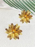 1 Pair Elegant Vintage Style Flower Pleated Iron Drop Earrings main image 5