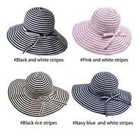 Women's Cute Sweet British Style Stripe Bowknot Big Eaves Sun Hat Bucket Hat main image 7