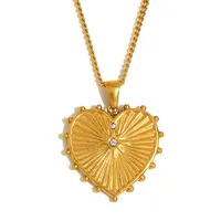 Retro Classic Style Heart Shape 304 Stainless Steel Plating 18K Gold Plated Women's Pendant Necklace sku image 1