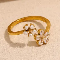 Elegant Retro Flower 304 Stainless Steel Plating Women's Open Rings main image 3