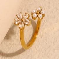 Elegant Retro Flower 304 Stainless Steel Plating Women's Open Rings main image 1