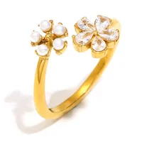 Elegant Retro Flower 304 Stainless Steel Plating Women's Open Rings main image 5