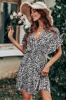 Women's Floral Dress Streetwear V Neck Short Sleeve Printing Above Knee Daily sku image 6