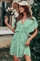Women's Floral Dress Streetwear V Neck Short Sleeve Printing Above Knee Daily sku image 3