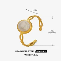 Cute Simple Style Oval 304 Stainless Steel Plating Resin 18K Gold Plated Women's Open Rings main image 2