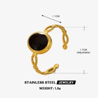 Cute Simple Style Oval 304 Stainless Steel Plating Resin 18K Gold Plated Women's Open Rings sku image 2