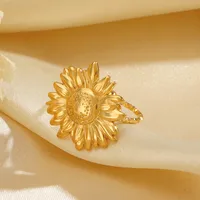 IG Style Hip-Hop Simple Style Sunflower 304 Stainless Steel Plating 18K Gold Plated Women's Open Rings main image 6