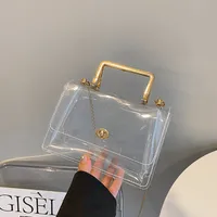 Women's PVC Solid Color Streetwear Square Lock Clasp Square Bag main image 3