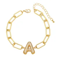 Simple Style Letter Copper Plating Inlay Zircon 18K Gold Plated Unisex Bracelets main image 4
