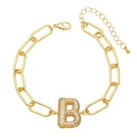 Simple Style Letter Copper Plating Inlay Zircon 18K Gold Plated Unisex Bracelets main image 5