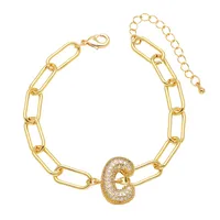 Simple Style Letter Copper Plating Inlay Zircon 18K Gold Plated Unisex Bracelets main image 6