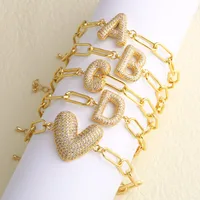 Simple Style Letter Copper Plating Inlay Zircon 18K Gold Plated Unisex Bracelets main image 1